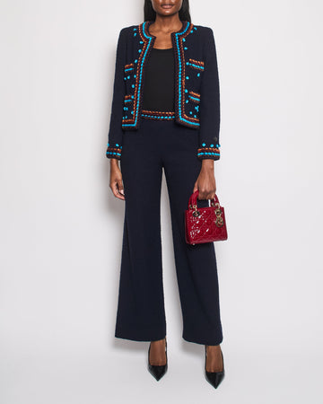 Pearl Street Bags Chanel for Bergdorf Newman AW/97 Navy Boucle Cropped Jacket with Matching Trors Size FR 36 (UK 8)