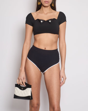 Pearl Street Bags Chanel 21M Black Swim Top with Crystal CC Pearl Detail Size FR 34 (UK 6)