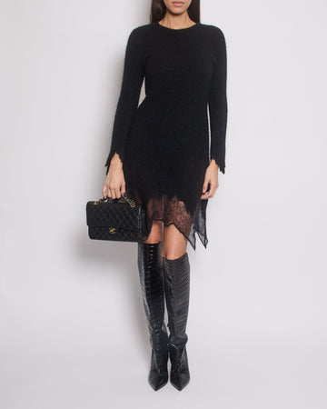 Pearl Street Bags Chanel Black Round Neck Long Sleeve Mohair Midi Dress Size FR 36 (UK 8)