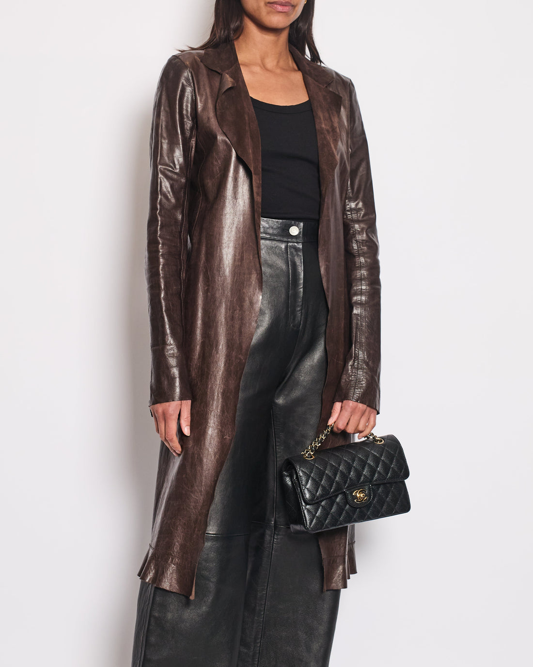 Pearl Street Bags Chanel  02/A Long Line Leather Jacket Size FR 38 (UK 10)