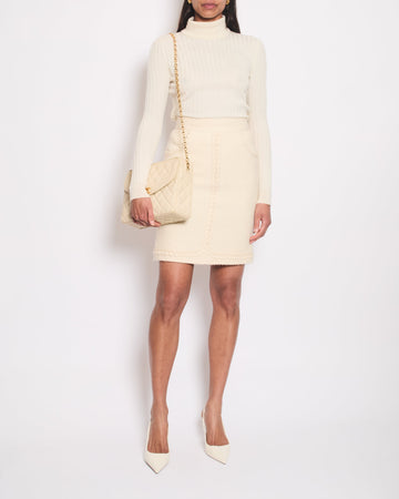 Pearl Street Bags Chanel Ivory Tweed Pencil Skirt with Pocket Detail Size FR 38 (UK 10)
