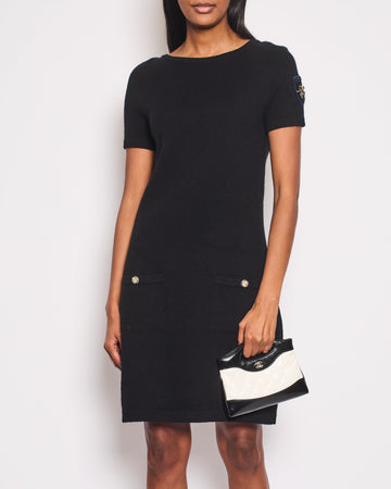 Pearl Street Bags Chanel Black Dress with Gold Logo Patch Detail Size FR 42 (UK 14)