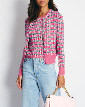 Pearl Street Bags Chanel Pink Intarsia Knit Cashmere igan and Top Set Size FR 40 (UK 12)