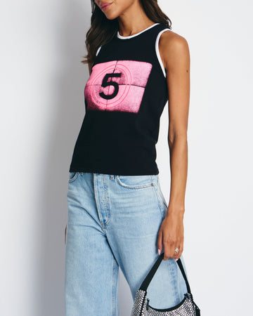 Top Quality Chanel Black and Pink No5 Tank Top Size FR 34 (UK 6)
