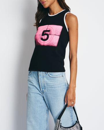 Pearl Street Bags Chanel Black and Pink No5 Tank Top Size FR 34 (UK 6)