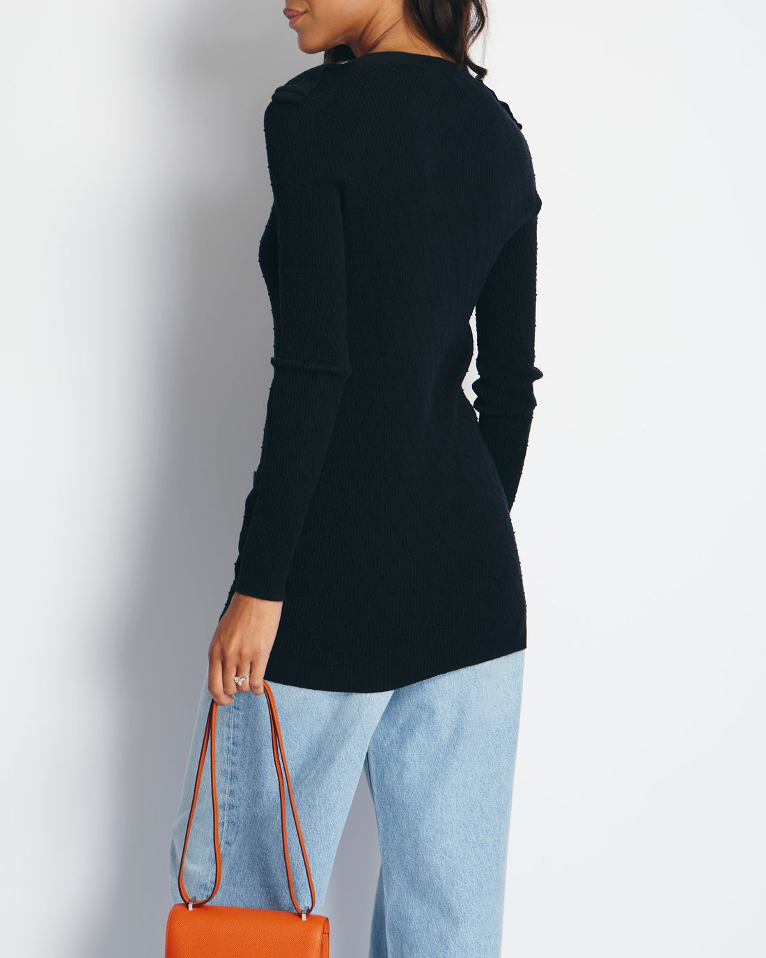 Pearl Street Bags Chanel 16P Black Ribbed igan with Shoulder Button Detail FR 34 (UK 6) RRP ¬£2,450