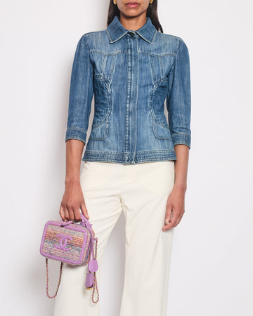 Pearl Street Bags Chanel 08P Blue Denim Long Sleeve Jacket with Quilted Pocket Detail Size FR 36 (UK 8)