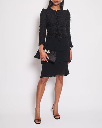 Pearl Street Bags Chanel 06A Black Ruched Long Sleeve Silk Blo with Bows Detail FR 38 (UK 10)