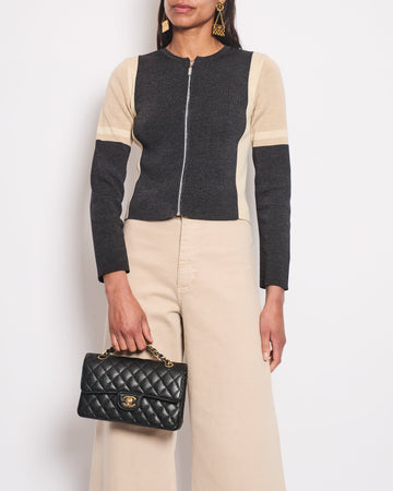 Pearl Street Bags Chanel 00A Dark Grey & Beige Zip-Up Jumper with Long Sleeve Size FR 36 (UK 8)