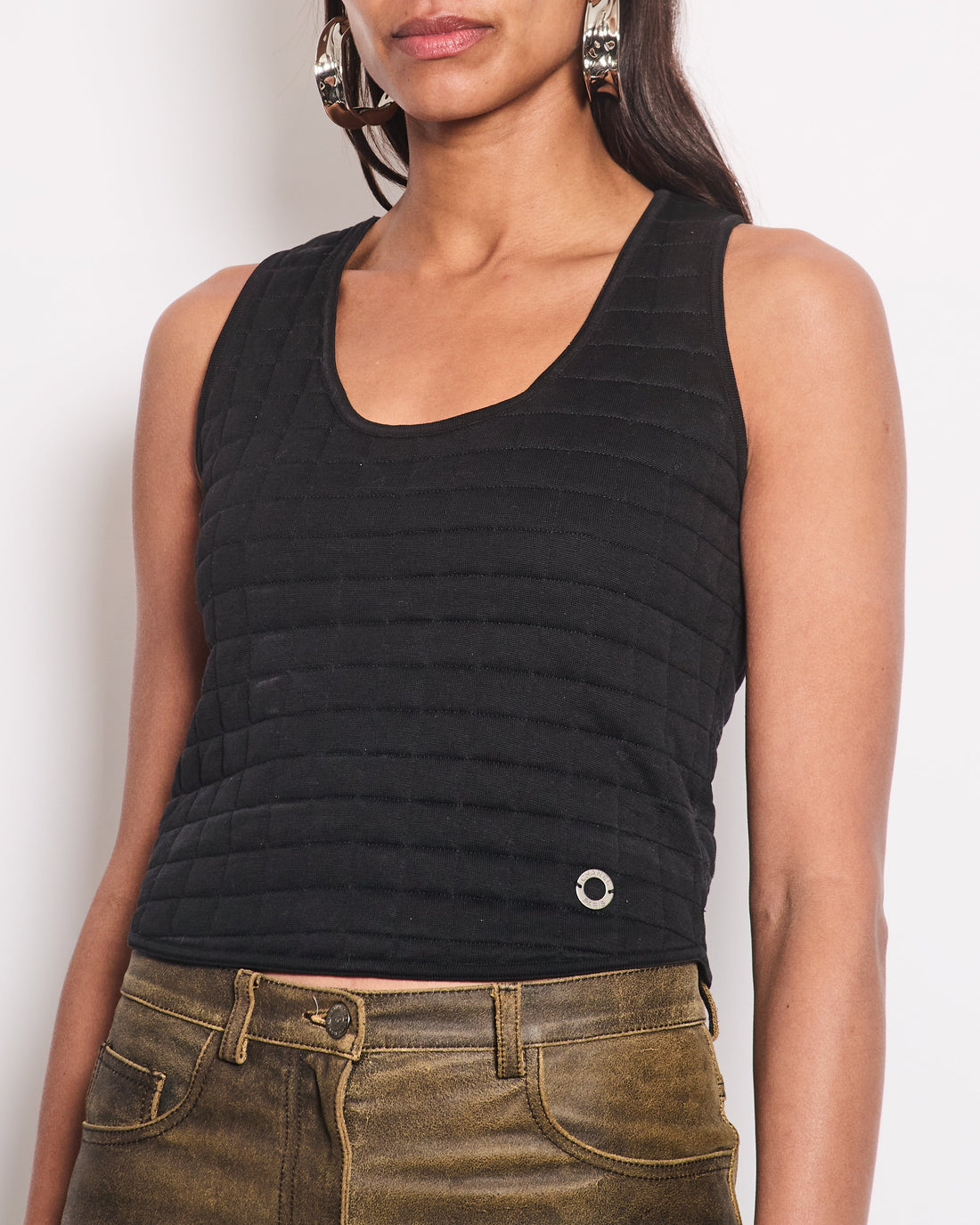 Pearl Street Bags Chanel Black Quilted Cotton Sleeveless Top FR 36 (UK 8)