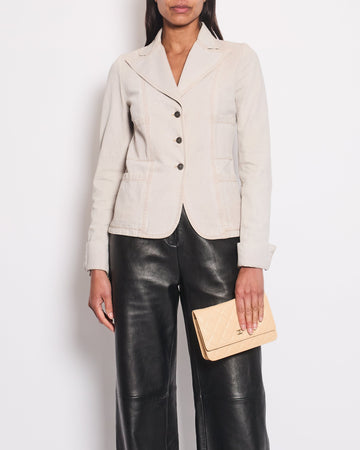 Pearl Street Bags Chanel Washed Lilac Cotton Jacket with Ruthenium CC Buttons Detail Size FR 36 (UK 8)