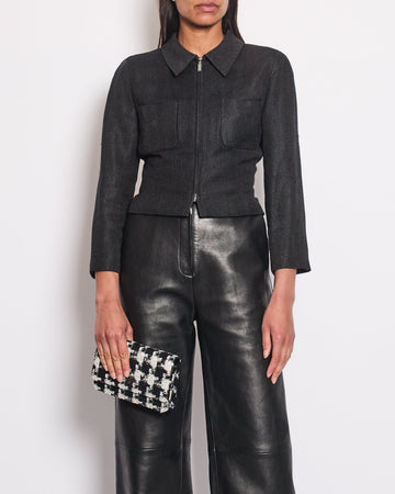 Pearl Street Bags Chanel  Black Zip Up Textured Jacket Size FR 40 (UK 12)