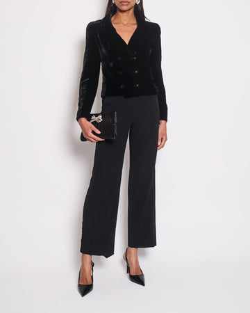 Pearl Street Bags Chanel Black Wide Leg Trors With Velvet Side Trim Size FR 38 (UK 10)