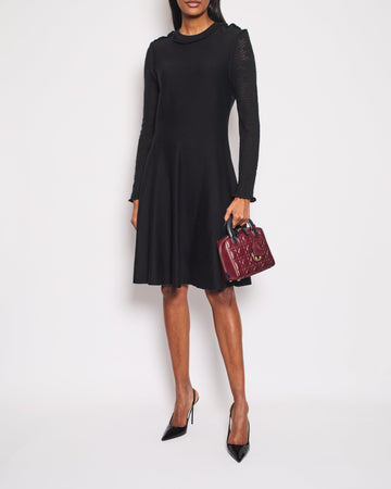 Pearl Street Bags Chanel Black Long Sleeve Cashmere Midi Dress with Silver Logo Button Details Size FR 42 (UK 14)