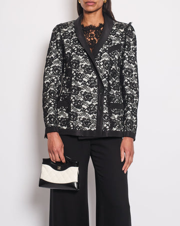 Pearl Street Bags Chanel Black Double Breasted Lace Blazer with Matching Short Sleeve Vest Size FR 42 (UK 14)