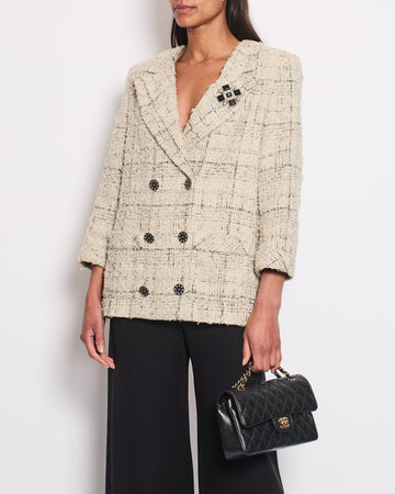 Pearl Street Bags Chanel Cruise 2015 Grey Double Breasted Jacket with Detachable Brooch Detail Size FR 42 (UK 14)