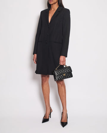 *HOT* Pearl Street Bags Chanel 12C Black Long Line Jacket with Black CC Buttons & Silver Interior Detail FR 34 (UK 6)