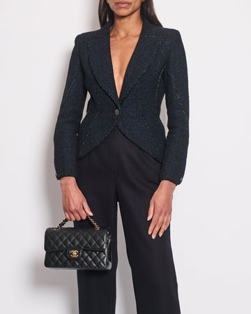*HOT* Pearl Street Bags Chanel 12A Navy Jacket with Ruthenium CC Buttons Detail FR 36 (UK 8)