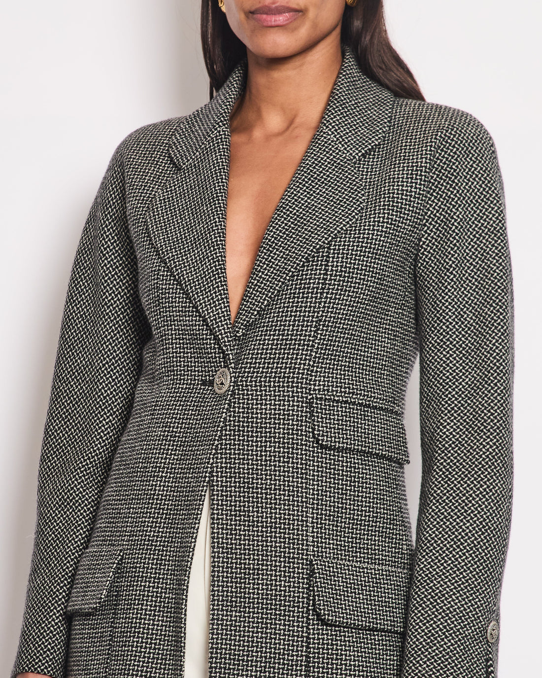 Pearl Street Bags Chanel 14/C Single Breasted Long Line Jacket with Pocket Detail Size FR 34 (UK 6)