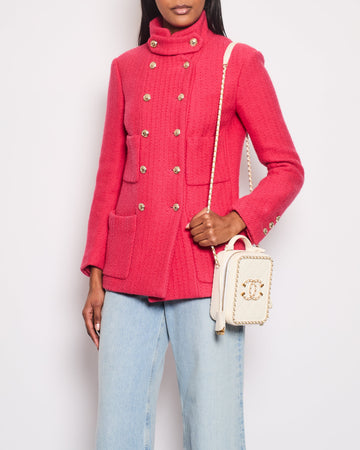 Pearl Street Bags Chanel Hot Pink Long-Sleeve Tweed Jacket with Gold CC Button Detail Size 34 (UK 6)