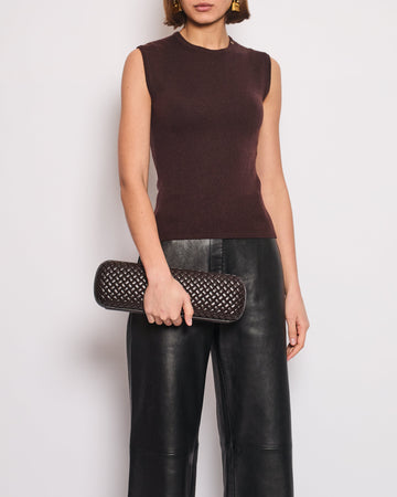 Pearl Street Bags Chanel 02/A Chocolate Brown Cashmere Sleeveless Top with CC Logo Detail FR 38 (UK 10)