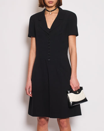 Chanel  Runway 97S Black, White CC Logo Slip Dress and Jacket Set with CC Chanel Button Size FR 42 (UK 14)