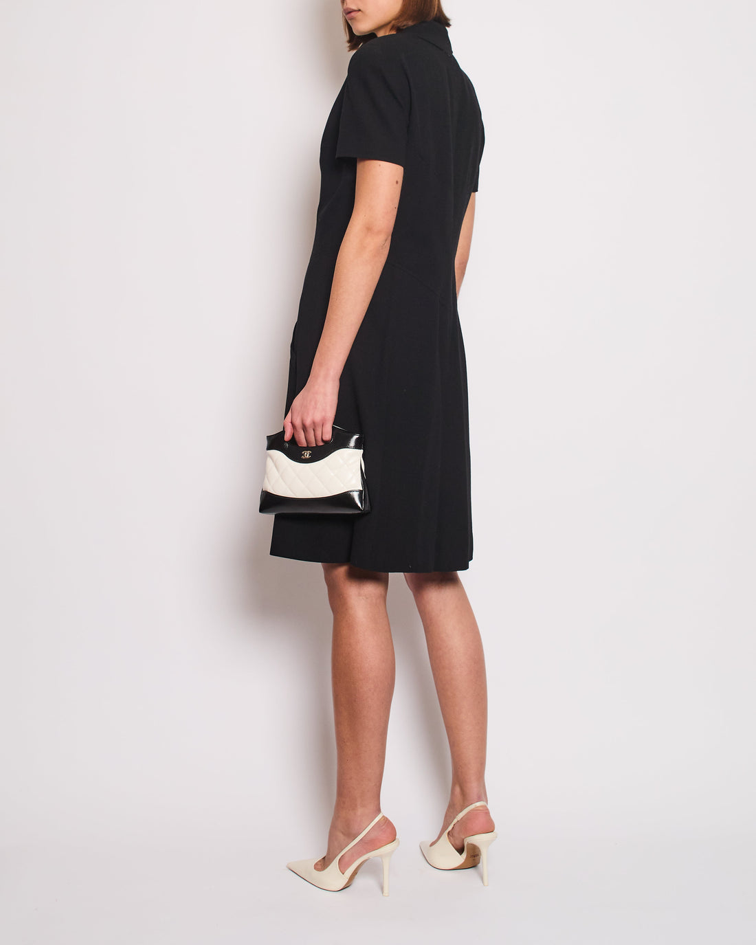 Pearl Street Bags Chanel  Runway 97S Black, White CC Logo Slip Dress and Jacket Set with CC Pearl Street Bags Chanel Button Size FR 42 (UK 14)