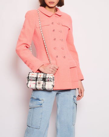 Pearl Street Bags Chanel  97P Coral Pink Double Breasted Tweed Blended Wool Jacket Detail Size FR 42 (UK 14)