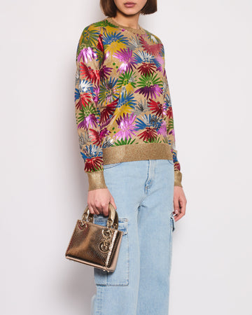 Pearl Street Bags Chanel Coco Cuba Multicolour and Metallic Gold Jumper with Mosaic Details Size FR 36 (UK 8)