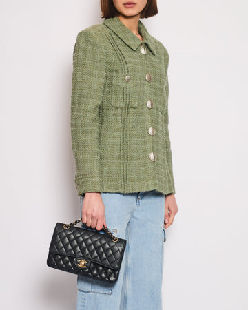 Pearl Street Bags Chanel Pistachio Green Tweed Jacket with CC Silver Split Button Detail Size FR 44 (UK 12)
