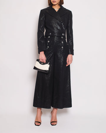 Pearl Street Bags Chanel Black Long Sleeve Embellished Jacket with Matching Jumpsuit Set Size FR 34 (UK 6)