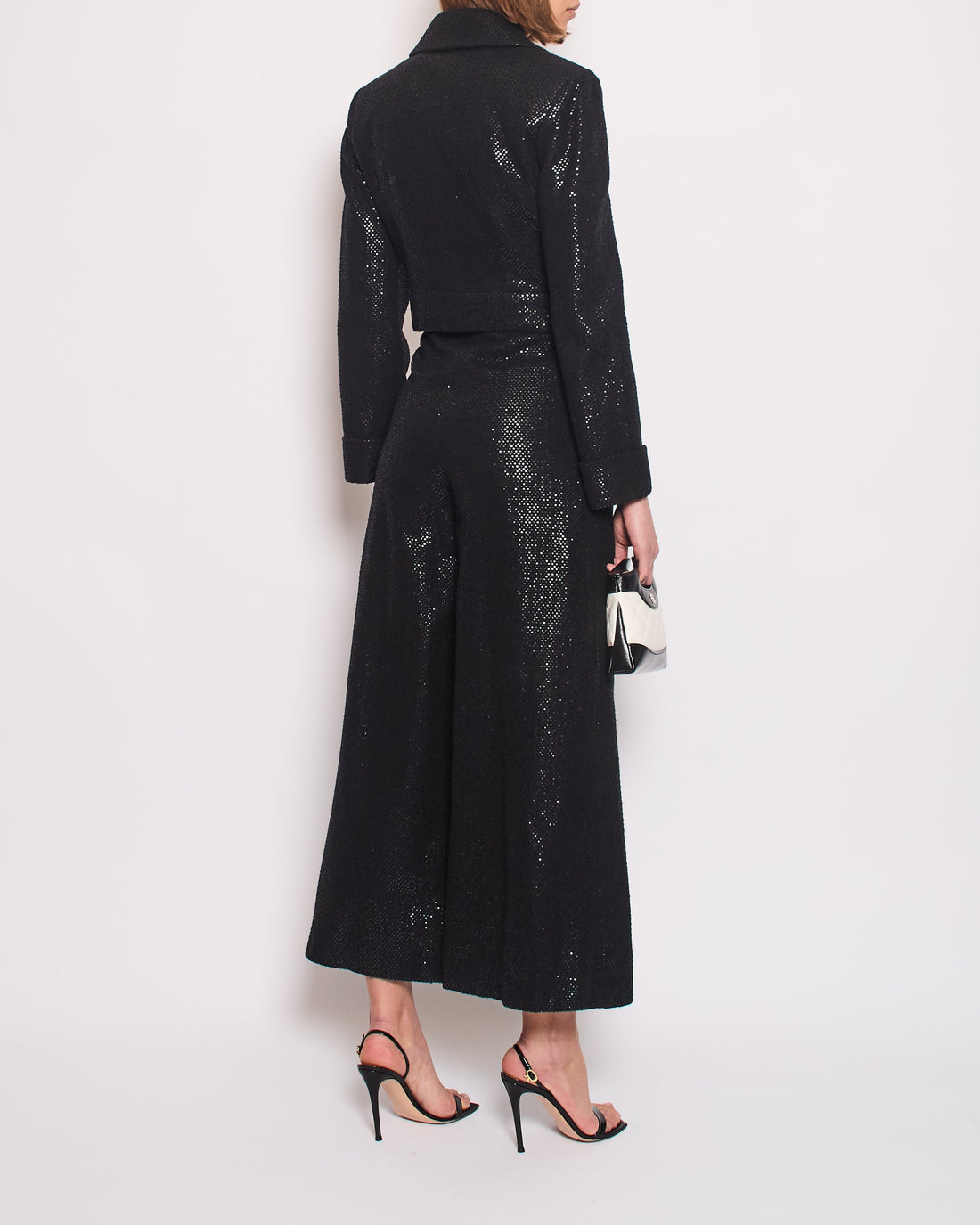 Pearl Street Bags Chanel Black Long Sleeve Embellished Jacket with Matching Jumpsuit Set Size FR 34 (UK 6)