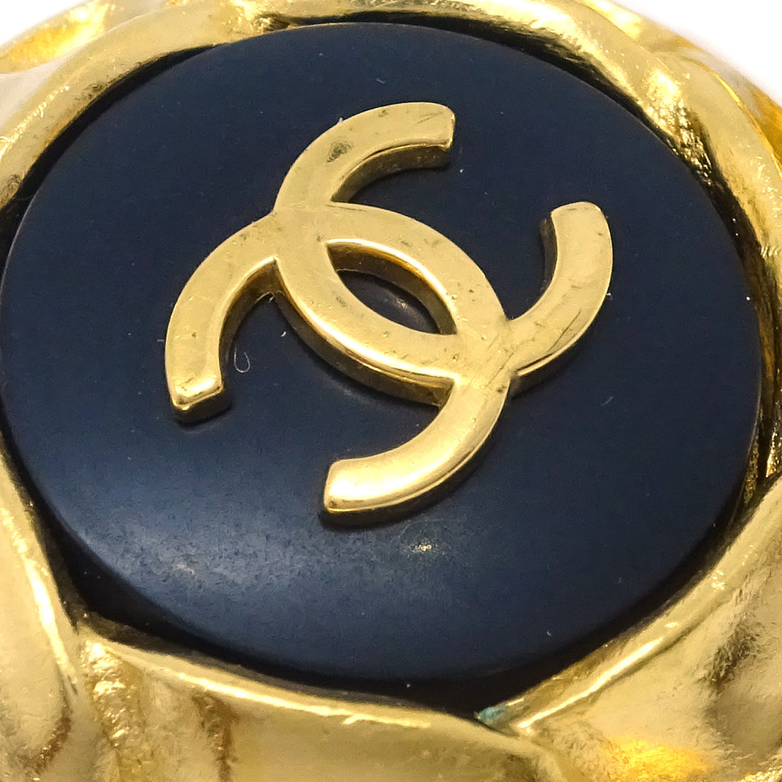 Chanel Black Button Earrings Clip-On 96P