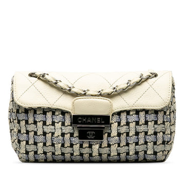 Chanel Wild Stitch Flap Bag in Tweed Wool White Blue