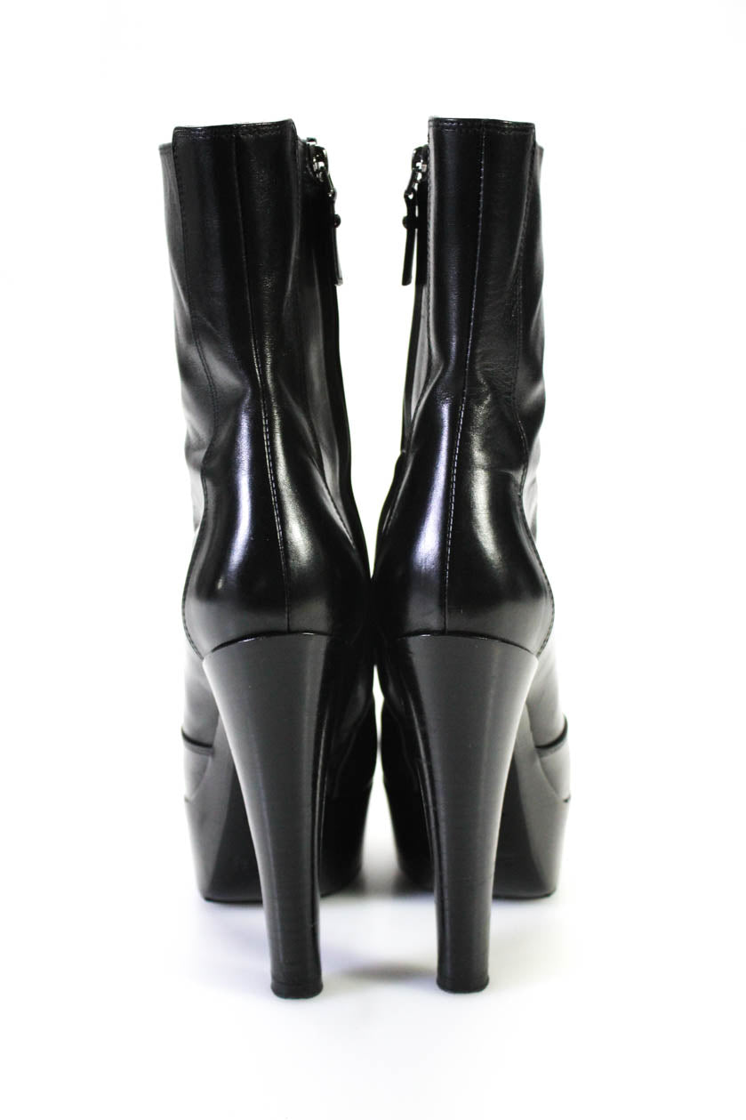 Louis Vuitton Womens Zip Up High Heel Black Leather Platform Boots