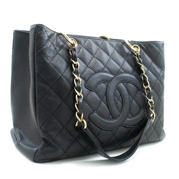 Top Quality Chanel Caviar GST 13" Grand Shopping Tote Chain Shoulder Bag Black