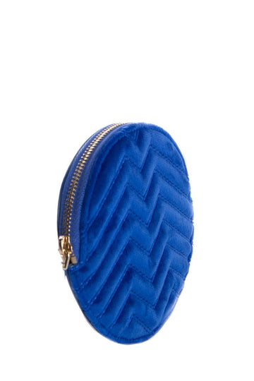 Maje Royal Blue Velvet Quilted Coin Purse