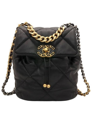 Black Lambskin 19 Chain Backpack AS4223 Chanel