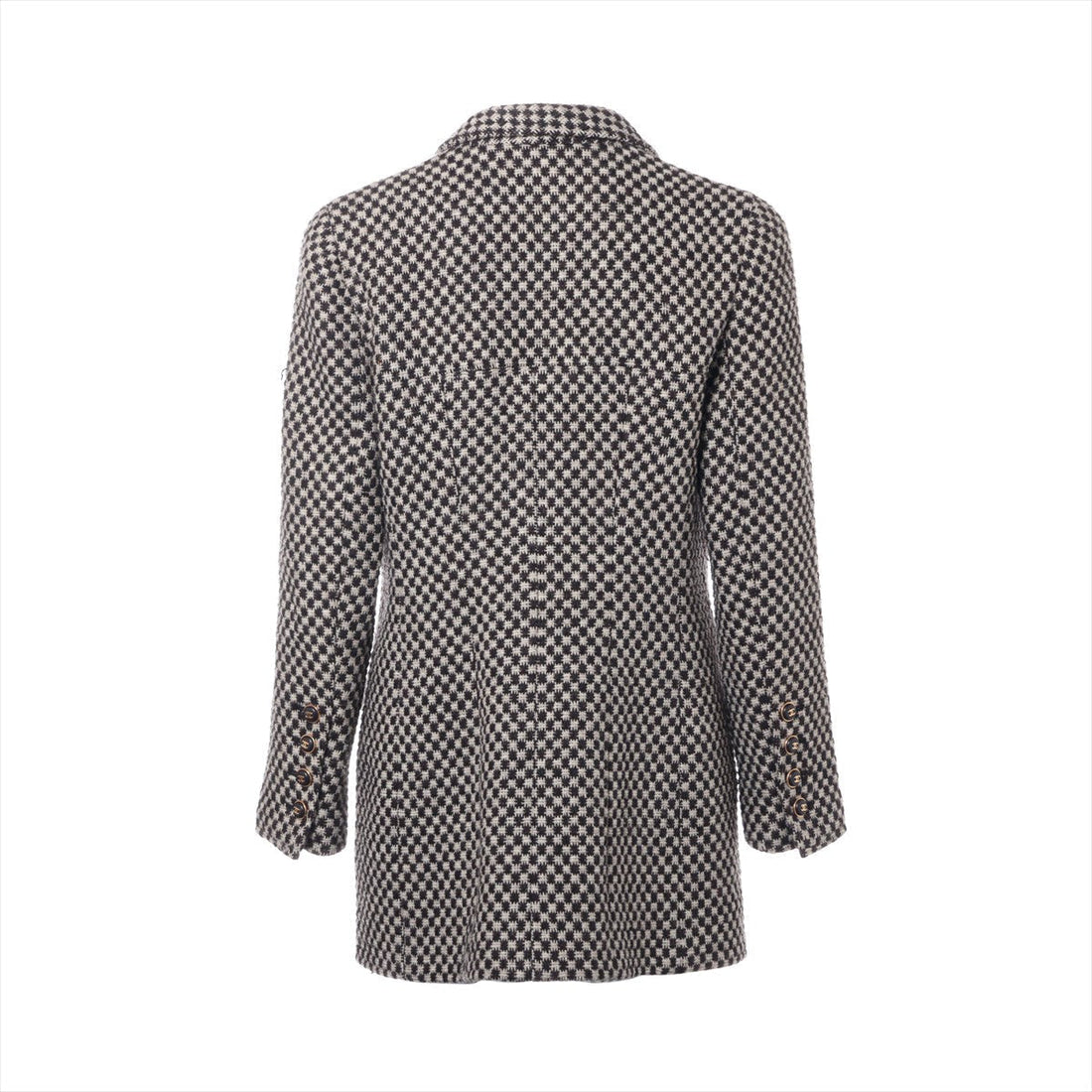 Chanel Coconut Button 95A Wool  Silk Coat 44  Beige × Brown P05266 TWIDE