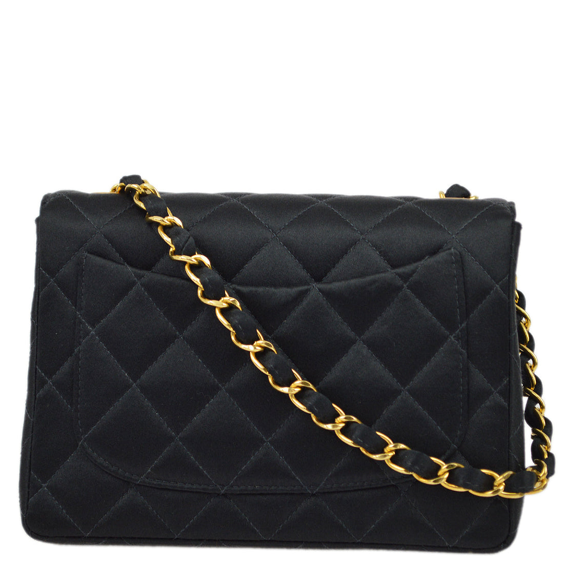 Chanel Black Satin Mini Classic Square Flap Bag 17