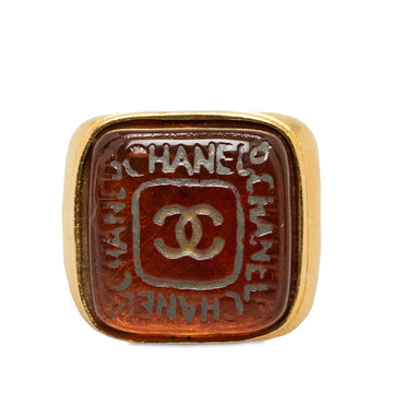 Chanel  Cocono mark square ring gold brown clean makeup ladies Chanel