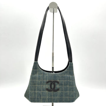 Top Quality Chanel Denim Leather Shoulder Bag Green Medium LA18337