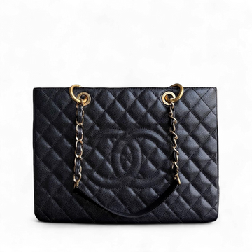 Chanel GST Grand Shopping Tote - Togo/epsom/caviar/clemence/callfskin/cowhide/lambskin Quilted Grained CalBNkin Black Gold Hardware Series 14