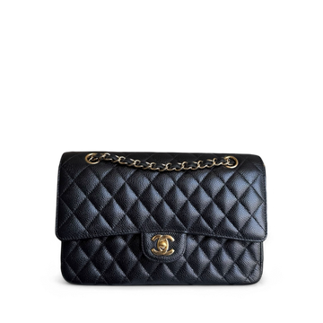 Chanel Classic Flap Medium - Togo/epsom/caviar/clemence/callfskin/cowhide/lambskin 25CM Quilted Black Gold Hardware Series 25