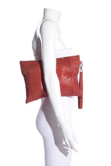 Brunello Cucinelli Brick Red  Leather Clutch