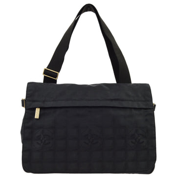 Chanel Black Jacquard Travel Line Messenger Shoulder Bag