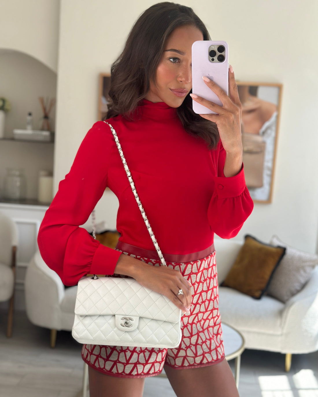 Pearl Street Bags Chanel White Medium Classic Double Flap in Caviar Leather with Silver Hardware RRP ¬£8,890