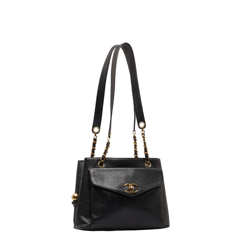 Chanel Coco Chain Shoulder Bag A08036 Black Caviar S  Chanel