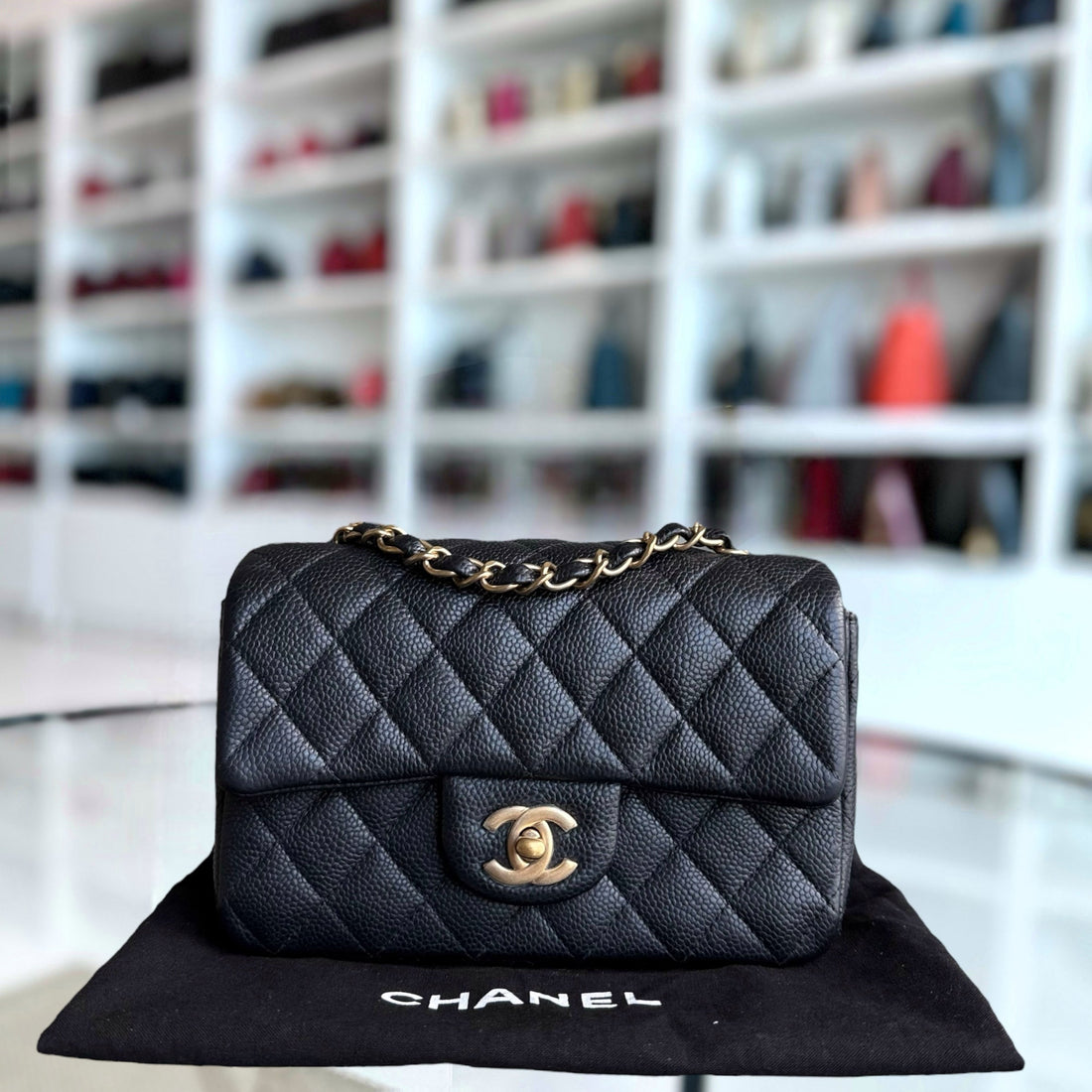 Chanel Classic Flap Mini - Togo/epsom/caviar/clemence/callfskin/cowhide/lambskin 20CM Quilted Grained CalBNkin Black Gold Hardware Series 20