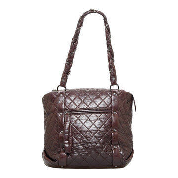 Chanel Cocono mark Luxury Line Chain houlder Bag  Bag Brown Silver Leather  CHANEL